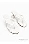 Women's White Thin Strap Low Heel Flip Flops Velaj - 4