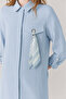 Scarf Detailed Shirt with Chest Pockets and Collar Sarel Blue Tunic 1654 - 4