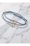 5-Piece Ecru Gray Green Light Blue Navy Blue Drawstring Dorika and Ezme Dorika Beaded Adjustable Anklet Set