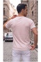 Men's Pink Color T-Shirt with Crew Neck and Sleeve Trim Regular T-Shirt - 4