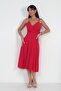 Women's Rope Strap Double Breasted Collar Lined Chiffon Flared Midi Dress - 3