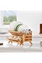 Bamboo Dish Drying Rack, Collapsible 2 Tier Dishs Rack Dish Drying Rack, Large Folding Drying Holder - 2