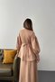 Women's Camel Blouse-Skirt Set Blouse Skirt Set V-Neck Rose Applique Balloon Sleeve Long Skirt - 5