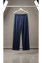 Navy Blue Scuba Fabric High Waist Double Pocket Sweatpants Anti-Pilling - 3