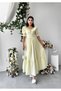 Women's Sari Midi Dress with Plaid Pattern, Ruffle Collar, Balloon Sleeves and Lace Detail - 4