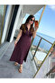 Women's short sleeve long modal dress with button detail on both sides - 3