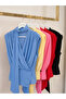 Women's Padded Scarf Collar Drape Detailed Double-Breasted Flowy Stylish Blouse - 3