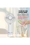 Handheld misting fan, portable mini fan, small USB rechargeable fan, 3 wind speed settings, suitable for office, bedroom, and outdoor travel (white) - 4