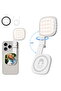Portable selfie light with mirror, 1000mAh rechargeable battery, 48 LED beads, 3 modes, 10 brightness levels, for live streaming (white).