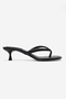 Norell Black Leather Flip Flops Women's Heeled Slippers - 4