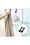 6-Piece Matte Black Stainless Steel Towel Hook Set - Waterproof - Tool-Free Installation - Suitable for Shower Doors Up to 2.1cm Thick - 4