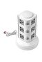 3-Layer Multi Pin Vertical Power Extension Socket Grey/White