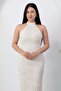 Halter Neck Embroidered Tulle Dress Grs4101 - 2
