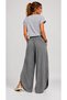Women's Gray Linen Slit Double Breasted Bohemian Pinterest Wide Leg Skirt Pants High Waist - 2