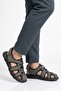 Men's Anthracite Nubuck Velcro Closed Toe Soft Comfortable Sole Sandals 4870 m