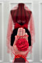 Red Veil Set, 6 Pieces with Pearl and Sparkling Crystal Stone Decorations, Bridal Alı Veil Henna Night Veil - 7