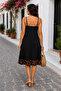 Timeless Elegance - Women's Leopard Detailed Strap Midi Viscose Dress - 3