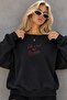 Women's Oversize Sweatshirt Hotter Mood 3D Printed Black – Crew Neck, 3 Thread Raster Fleece - 3