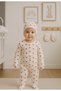 Heart Printed Jumpsuit, Beanie and Gloves Set - 4