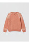 Crew neck girls' patterned knit sweater - 2