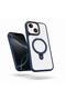 Apple iPhone 15 Plus Compatible Case with Metal Stand Silicone Case Navy Blue - 2