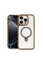 Apple iPhone 12 Pro Compatible Case with Magring Stand Silicone Case Desert Titanium