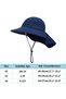 Children's sun hat – Summer sun hat for boys and girls – Wide adjustable brim – Suitable for children aged 2-6 – Two-piece set – Navy blue and grey - 6