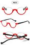 Retro Round Half-Rim Reading Glasses with Spring Hinge (Red, +3.0) - 3