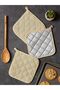 3-Piece Heat-Resistant Towel Placemats, Silver-Coated Anti-Scald Hot Pads for Cooking & Baking (Beige) - 2