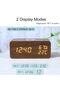 Brown Wooden Digital Alarm Clock with 15W Wireless Charging, Temp/Humidity Display & LED Dimmer for Bedside - 3