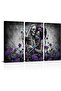 30x40 cm 3 Panel Gallery Wrapped Canvas | Gothic Love Wall Art | Skeleton Roses Butterfly Decor