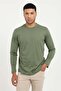 Men's Regular Fit Crew Neck Khaki Sweatshirt - 2