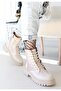 Josse Beige Patent Leather Lace up Boots - 2