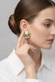 Yellow Color Fan Design White Stone Detailed Stylish Bijouterie Earrings - 3
