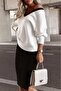 Women's long sleeve v-neck viscose two-thread blouse and mini skirt two-piece set - 2