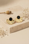 Black Detailed Fan-Shaped Yellow Tone Bijouterie Earrings - 5