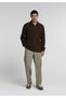 Relaxed Fit Mid-Waist Straight-Leg Men's Beige Trousers - 3