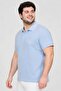 Men Classic Fit Embroidered Logo Short Sleeve Polo Shirt, Light Blue - 5