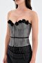 Women's Corset with Covered Bust and Underwire, Floral Detailed Design - 6