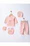 Newborn Baby Girl 100% Cotton 5-Piece Hospital Discharge Set - 2