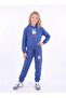 Girl's Printed Kangaroo Pocket Hooded Tracksuit Set