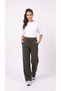 Women's Khaki Combed Cotton Palazzo Cut High Waist Wide Leg Lace-Up Elastic Waist Comfortable Casual Sweatpants - 5