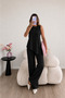 Linen Tied Asymmetrical Cut Vest and Trousers Set