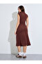Brown Rib Sheath Midi Dress - 5