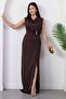 Low Neckline Waist Buckled Satin Dress K-262652 - 5