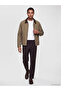Beige Regular Fit Velvet Collar Men's Coat - 2