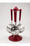 3-Piece Stainless Steel Coffee Pot Set with Stand, Red Handle, and Turkish Coffee Cup Holder as a Gift - 2