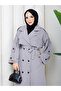 Women's Oversize Buttoned Hijab Trench Coat Rc3111 - 7