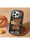 iPhone 16 Pro Compatible Case with Camera Protector Black Silicone Couple Phone Case with Bear Pattern - 2