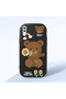 Samsung Galaxy A30 Compatible Case Camera Protective Black Silicone Couple Phone Case Bear Patterned